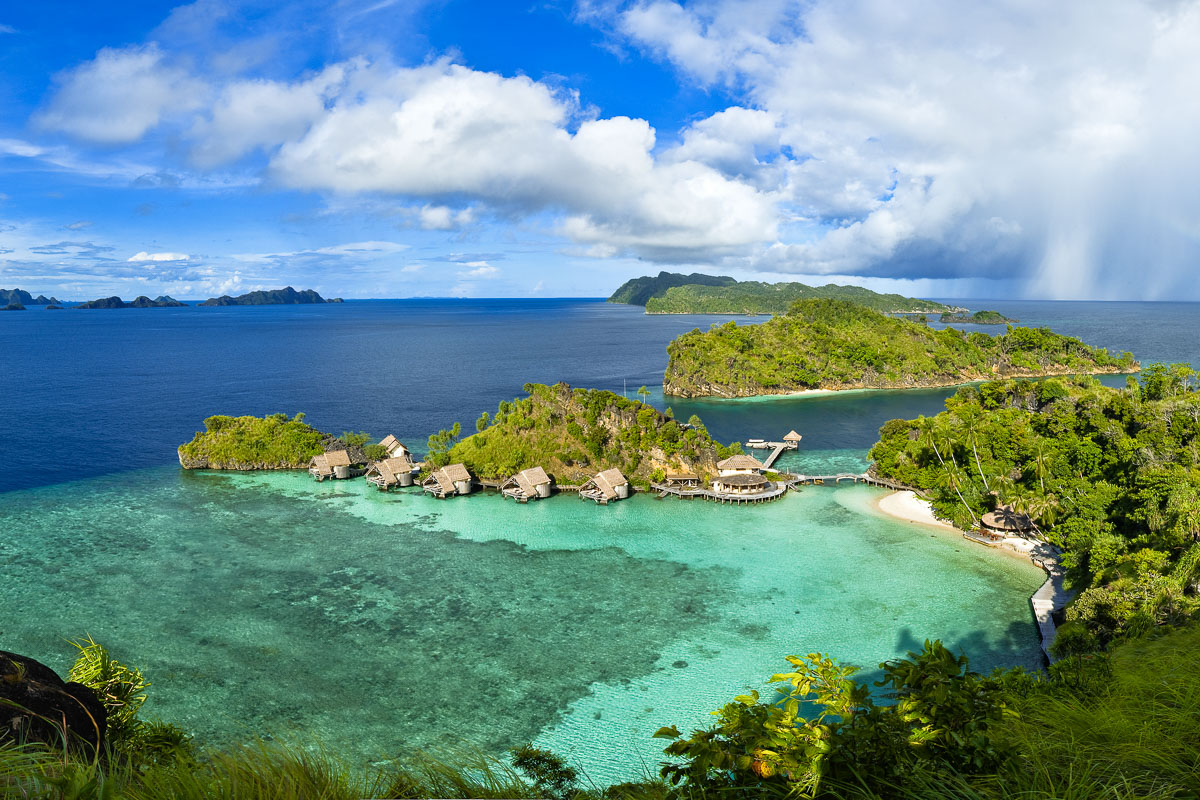 Misool Eco Resort overwater structures in Raja Ampat West Papua